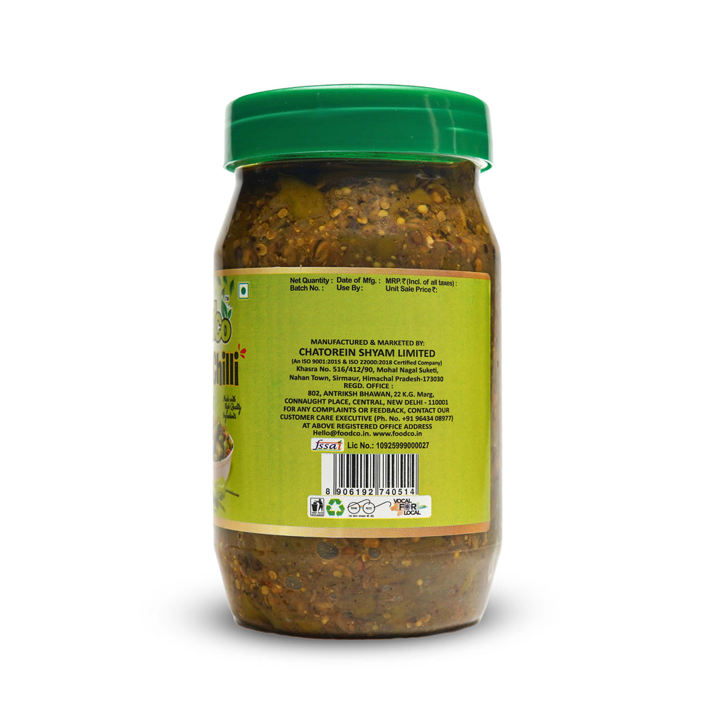 Jar of green chutney