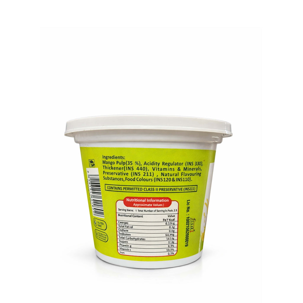 Container with a green label on a white background