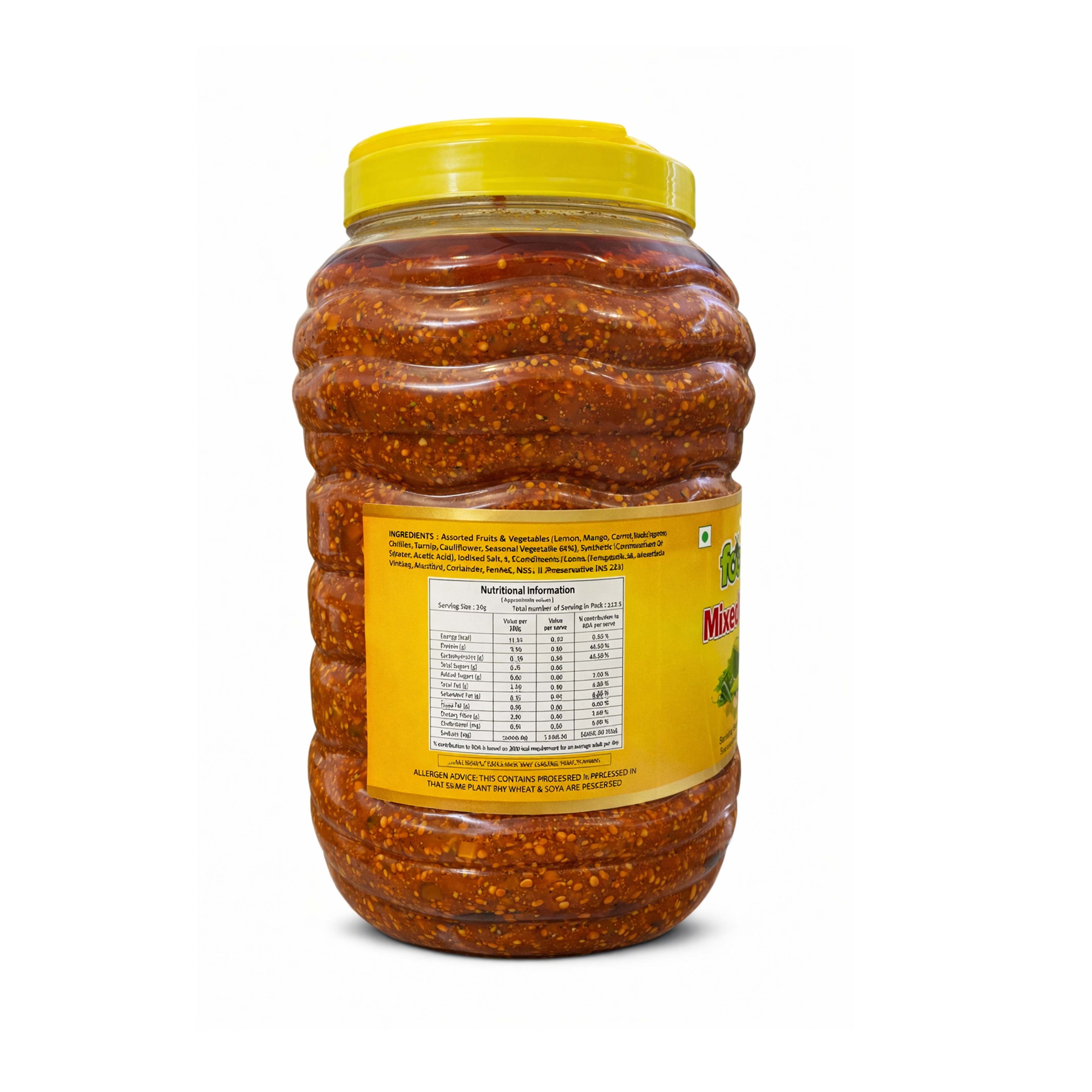 Jar of red chili paste with yellow lid and label on a white background
