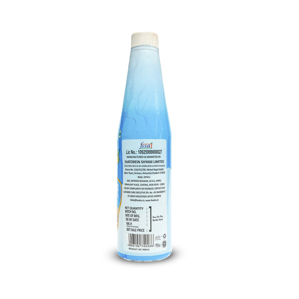 Bottle with a blue gradient label on a white background