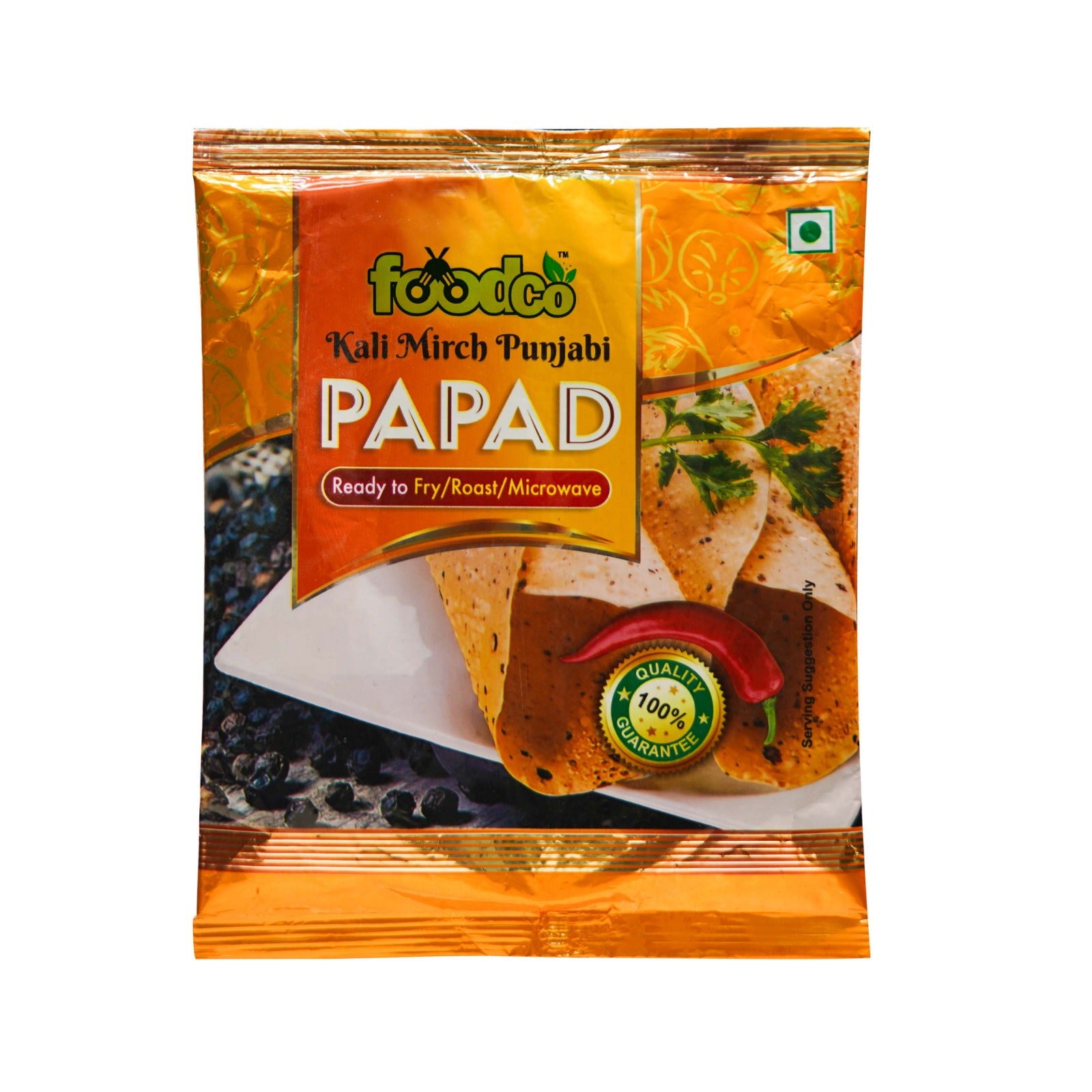 Packaged papad with visible branding on a white background